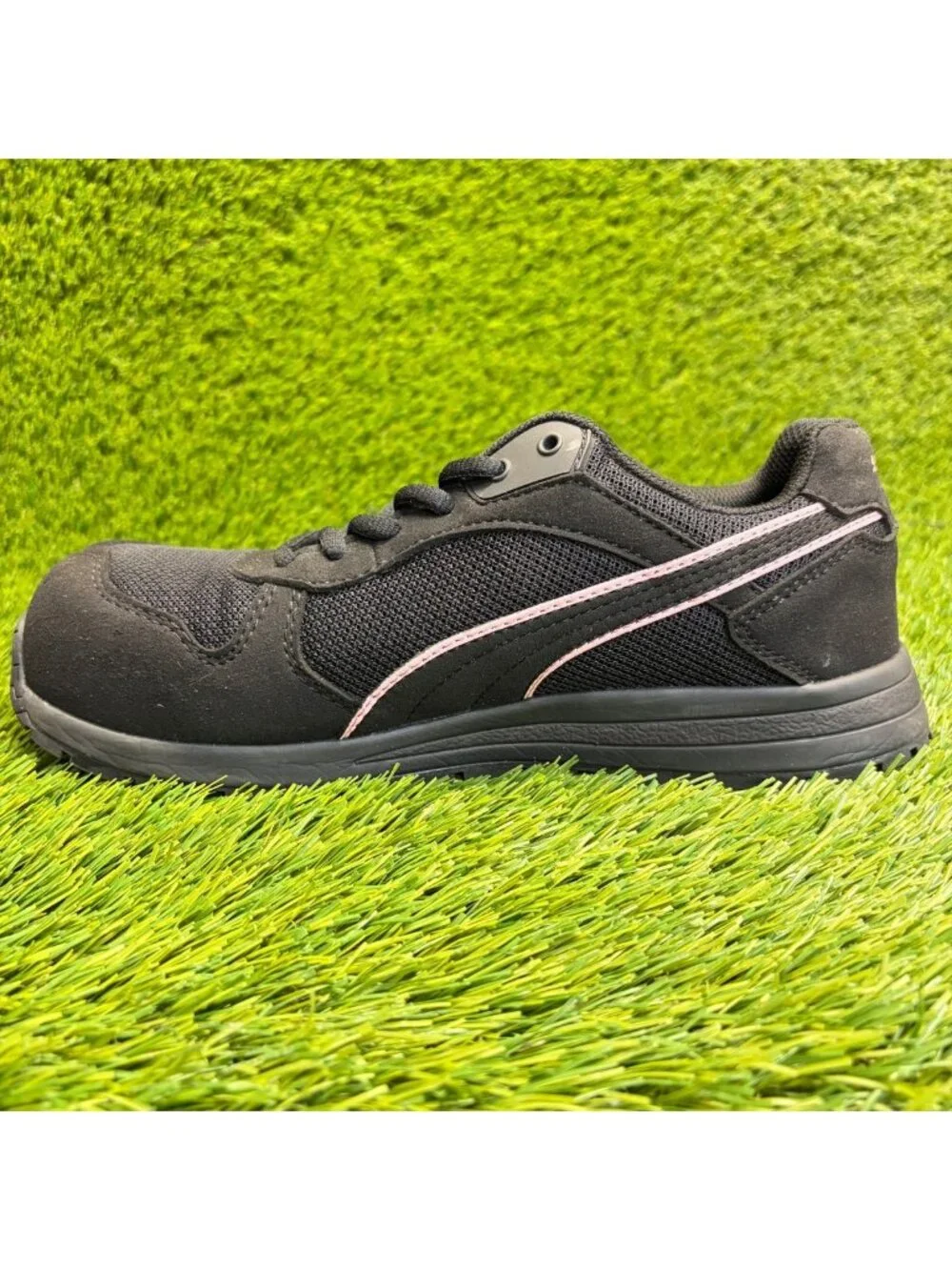 Puma Frontside Low EH Womens Size 8.5 Black Pink Composite Toe Safety Work Shoes